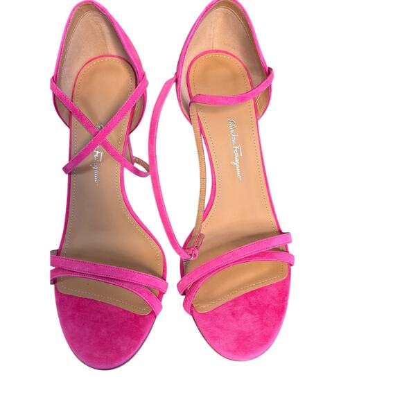 Ferragamo NIB Ines 95 Stiletto Sandal in Hot Pink Size 9.5 - Picture 4 of 12